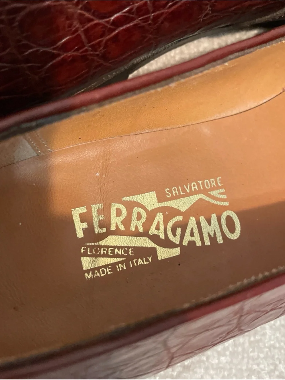 Salvatore Ferragamo Men's Genuine Crocodile Leather Loafers Brown Size 11.5 D